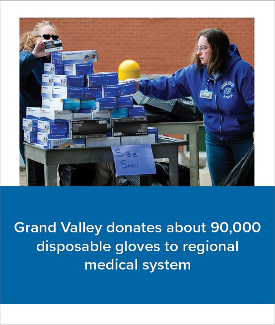 Grand Valley donates about 90,000 disposable gloves to regional medical system